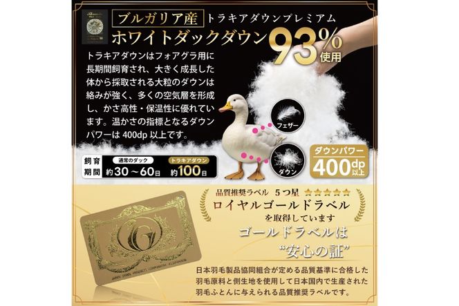【冬用】 洗える 羽毛布団 クイーン 冬 掛け布団 布団 羽毛 本掛け ブルガリア産 ホワイトダックダウン 93％ 1.9kg 400dp アイボリー 無地 [川村羽毛 山梨県 韮崎市 20745333] 抗菌防臭 5つ星 ロイヤルゴールドラベル 寝具 収納袋付 抗菌 防臭 防ダニ コインランドリー