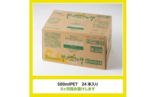 【6ヶ月 定期便 】サンA宮崎育ちのレモネード500mlＰＥＴ　24本入り【 全6回 飲料 栄養機能食品 レモン 檸檬 マルチビタミン配合 PET セット ジュース 長期保存 備蓄 送料無料】 [C03015t6]