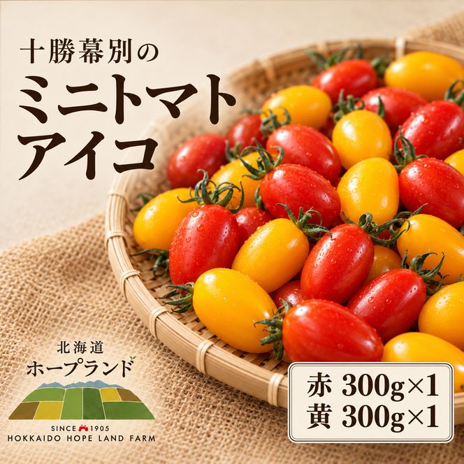 【先行予約】十勝幕別の ミニトマト アイコ 600g （赤300g・黄300g）［北海道ホープランド農場］【 トマト ミニトマト アイコ 野菜 夏野菜 フルーツ感 北海道 十勝 幕別 】