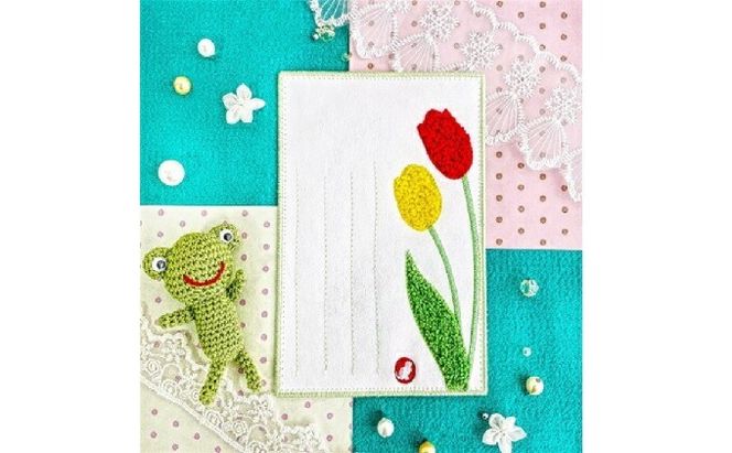 刺しゅうで作った　うれしっしゅの絵葉書　夏　3種3枚セット