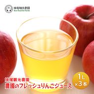 [2026年発送] 農園のフレッシュりんごジュース 1L×3本 北海道 仁木 果物 フルーツ リンゴ 飲料類 果汁飲料 果物類 林檎 [フルーツショップ妹尾観光農園]
