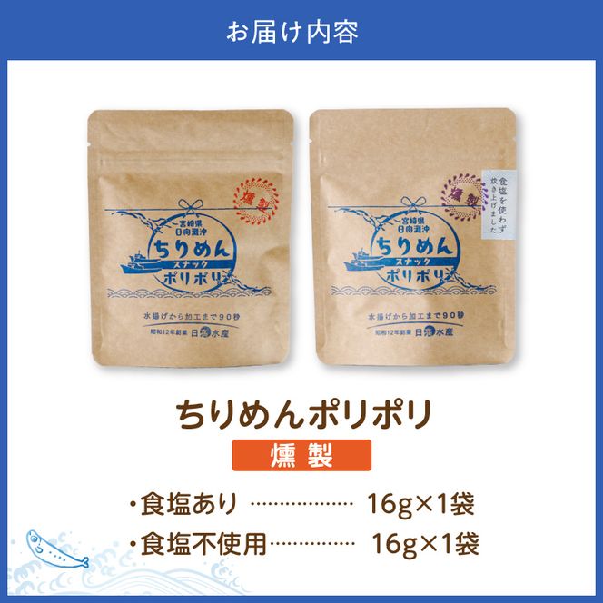 ちりめんポリポリ・食塩不使用ちりめんポリポリ（燻製） N0174-YA0498