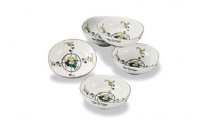 九谷焼 4.6号　小鉢揃 色絵瓜文 銀泉窯 a01 工芸品 172111_CY3182