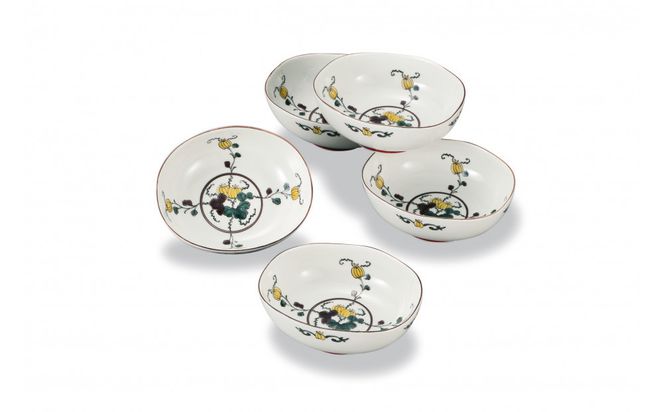九谷焼 4.6号　小鉢揃 色絵瓜文 銀泉窯 a01 工芸品 172111_CY3182