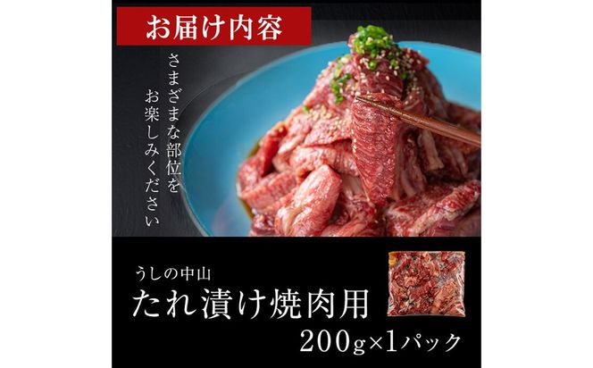 【数量限定】鹿児島県産黒毛和牛 うしの中山 タレ漬け焼肉用 200g p9-036