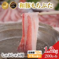 毎月中旬お届け 12回 しゃぶしゃぶ用 豚バラ すき焼き 和豚 もちぶた 200g×6 (1.2kg) 豚肉 ポーク 肉 豚 国産 宮城県産 小分け バラ肉 豚バラ肉 ストック 精肉