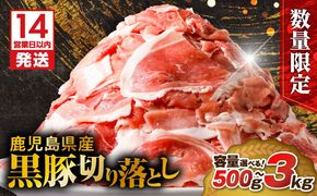 【14営業日以内に発送】＜容量選べる！＞【数量限定】鹿児島県産黒豚切り落とし　500g～3kg　K025-001
