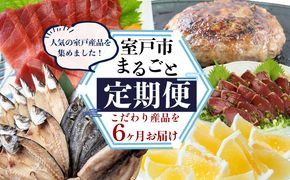 【定期便 6回】室戸まるごと定期便 こだわり産品コース かつお かつおのたたき 本マグロ 南マグロ 中トロ 干物 アジ 魚介 海鮮 ハンバーグ 黒毛和牛 定期便 6回定期便 高知県 室戸市