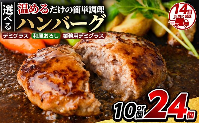 《選べる種類・容量》かごしま黒豚ハンバーグ計10個or計24個(デミグラス・和風おろし・業務用デミグラス)【AKR Food Company】姶良市 湯煎 冷凍 鹿児島黒豚 国産 肉 豚 豚肉 惣菜 総菜 冷凍ハンバーグ おかず 温めるだけ 簡単 個包装 小分け a563 a679 a1003