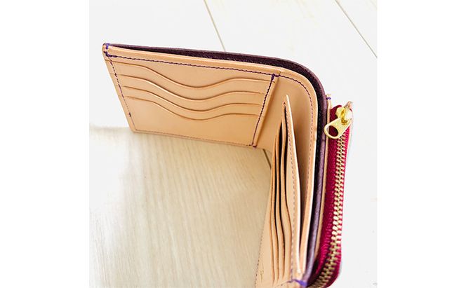 財布 本格毛皮 ハーフウォレット パープルｘダルメシアン コンパクトウォレット 高級皮革 レザー 小銭入れ 札入れ コンパクト ダルメシアン ギフト 日用品 雑貨 日進市 愛知県