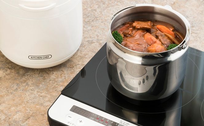 鍋 ダブル真空保温調理鍋 おまかせさん RWP-N45 ホワイト アイリスオーヤマ IH対応 真空保温調理器 4.5L ホワイト ダブル真空保温調理鍋