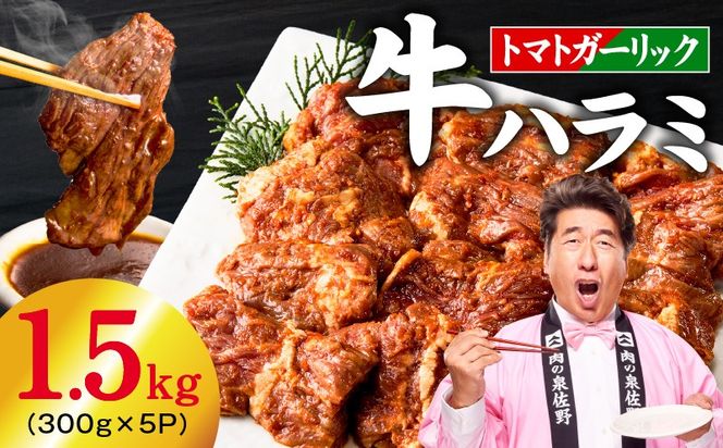 020C600-1 【新登場】トマトガーリック 牛ハラミ 1.5kg（300g×5P）【牛肉 はらみ 小分け 焼肉 お弁当 BBQ 訳あり ワケアリ わけあり サイズ不揃い 規格外 TVで話題】