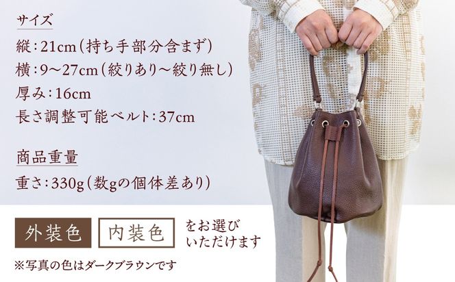 【レトロデザインバッグ/選べるカラー】イタリア産牛革の柔らか巾着型ハンドバッグ《築上町》【たけもとかばん】革製品 レザー 高発色[ABAM061]
