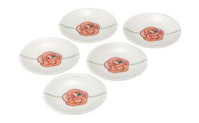 九谷焼　4号皿揃　赤絵水引文 （5枚セット）a01 食器 キッチン雑貨 キッチンアイテム 雑貨 小物 お皿 丸皿 食卓 テーブルコーディネート 普段使い 贈り物 