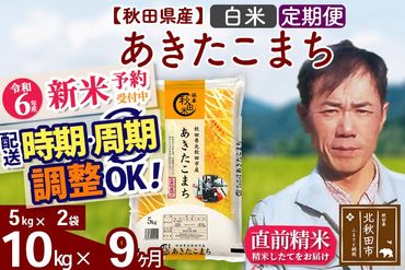 ※令和6年産 新米予約※《定期便9ヶ月》秋田県産 あきたこまち 10kg【白米】(5kg小分け袋) 2024年産 お届け時期選べる お届け周期調整可能 隔月に調整OK お米 みそらファーム|msrf-12109