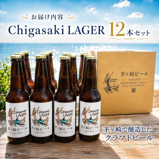 茅ヶ崎ビール (ラガー) 12本セット　【お酒　ビール　クラフトビール　瓶入り　化粧箱入り】 地ビール 瓶ビール アルコール飲料 家飲み 晩酌 バーベキュー BBQ 