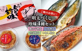 明太子 珍味 4種 明太づくし Aセット 数の子明太 いか明太 さば明太 いわし明太 おつまみ つまみ ご飯のお供 ごはんのお供 大刀洗 配送不可：離島