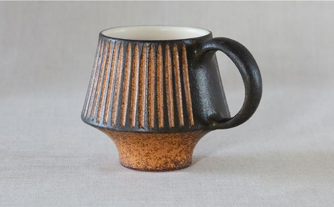 鉄釉 マグカップ (マッシュルーム) 2個セット 糸島市 / 醇窯 やきもの カップ ペア うつわ[AOE005] 醇窯 高須健太郎 陶器 やきもの マグカップ マグ コップ セット 鉄釉 ペア