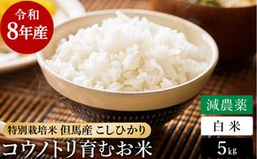 令和8年産 減農薬 白米 特別栽培米 5kg コウノトリ育むお米 但馬産 こしひかり 兵庫県産 (5kg×1袋)（94-004）減農薬 お米 5キロ 精米 白米 コウノトリ米 コシヒカリ コメ こめ ご飯 ライス 減農薬米