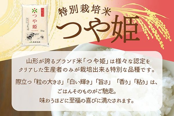 特別栽培米 つや姫 5kg 5kg×1袋 令和7年産 2025年産 山形県 庄内町産 余目産 ブランド米 米 山形 庄内平野 JAあまるめ
