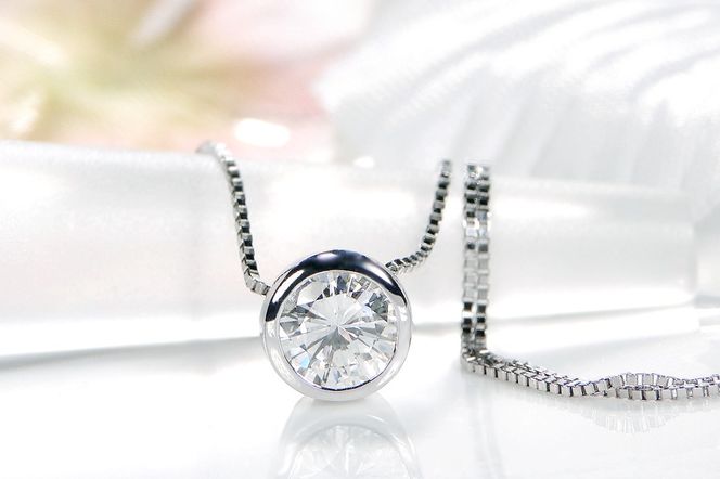 pt900【0.5ctUP】フクリン留め 一粒 ダイヤモンド ネックレス【無色透明】中央宝石研究所ソーティング CSN00180-pt SWAV063