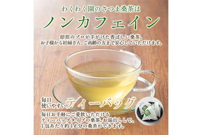 a045 国産！わくわく園桑茶いきいきセット6袋合計180パック(ティーバッグ)【わくわく園】桑の葉 桑茶 桑 桑の葉茶 お茶 ティーバッグ ティーパック ノンカフェイン くわ 茶 九州産