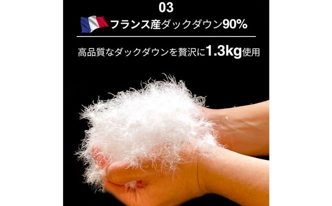 羽毛布団 シングル フランス産 ダックダウン90% 1.3kg (ブルー) ボディーアームスキルト 380dp 322032_BD019VC02