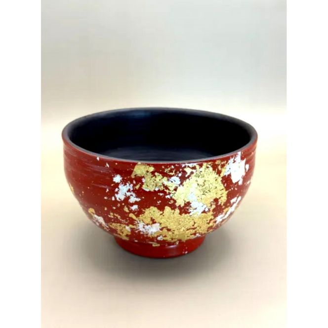 抹茶碗 本朱（金箔） ［NF276］ 303446_CU90104