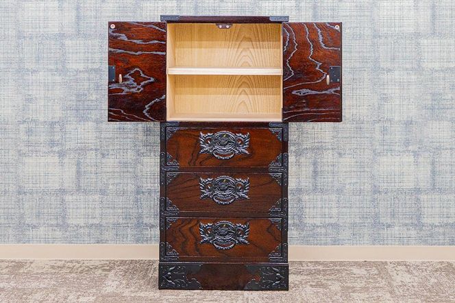 仙台箪笥 45巾すきまチェスト 拭き漆塗り KC-321 （申込書返送後、1ヶ月～6ヶ月程度でお届け） 欅産業 たんす 家具 収納 インテリア [欅産業 仙台箪笥 タンス たんす 高級 工芸品 伝統]|06_kyk-750301