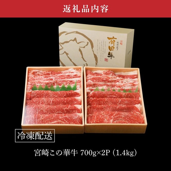 有田牧場直送この華牛 ドーンと盛合せフリースライス 1.4kg K20_0018_2