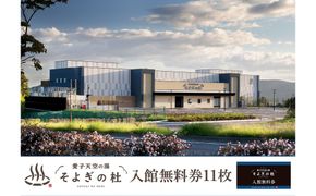 【ふるさと納税】愛子天空の湯 そよぎの杜 入館無料券11枚　温泉 露天風呂 サウナ 日帰り 天然温泉 観光 旅行 旅 回数券 入浴券 仙台市 041009_HR001