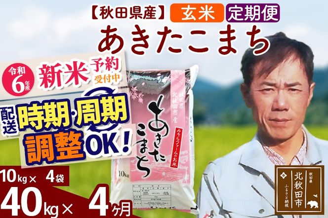 ※令和6年産 新米予約※《定期便4ヶ月》秋田県産 あきたこまち 40kg【玄米】(10kg袋) 2024年産 お届け時期選べる お届け周期調整可能 隔月に調整OK お米 みそらファーム|msrf-21104