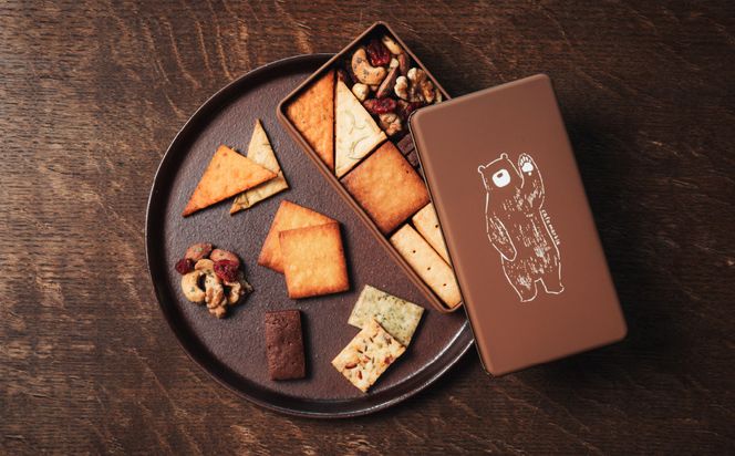 【cafe marble】ヨルのクッキー缶(クッキー7種とナッツの詰め合わせ｜京都 人気カフェ 可愛い おしゃれ スイーツ［ カフェマーブル お酒に合うクッキー缶 ナッツ かわいい おしゃれ クマさん 人気 おすすめ お菓子 焼き菓子 スイーツ おつまみ ワイン ギフト プレゼント 贈答 手土産 お取り寄せ 通販 送料無料 ふるさと納税 ］ 261009_B-SA05