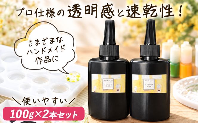 レジン液 100g × 2本 セット 大容量 レジン UVレジン UVレジン液 LEDレジン UV LED クリア ハードタイプ 低粘度 シリコンモールド 手芸 クラフト 手作り 愛知 愛知県 日進市