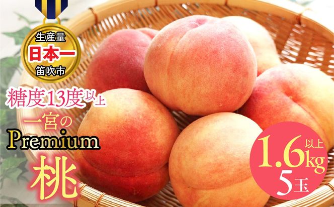 糖度13度以上　【最高品質】限定品　一宮のプレミアム桃　1.6ｋｇ以上（5玉） 168-004