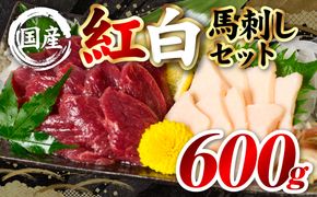 国産 熊本肥育 紅白馬刺しセット 合計600g （赤身500g・コウネ100g） 馬肉 赤身 コウネ たてがみ 刺し身 刺身 新鮮 ヘルシー おつまみ 晩酌 贈り物 真空パック ブロック 冷凍 熊本県 八代市
