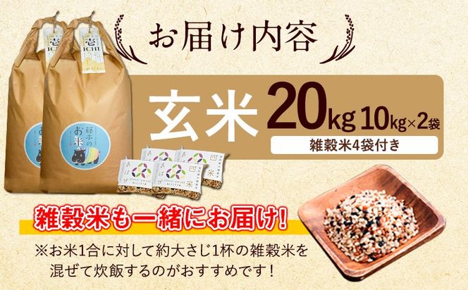 令和7年産 特別栽培米 いのちの壱(玄米)20kg 10kg×2 雑穀米付き《60日以内に出荷予定(土日祝除く)》 熊本県 南阿蘇村 熊本県産 虹色のかば 雑穀米---sms_inci6_60d_r7_60000_20kg---