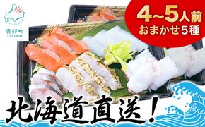 【2026年3月下旬発送】北海道産 旬のお刺身＜5種＞盛り合わせセット 約500g 約4～5人前 ほたて さくらます ほっけ いか たこ にしん つぶ貝 等