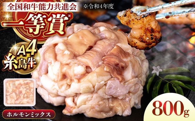 A4ランク 和牛 ホルモンミックス 800g もつ鍋 ホルモン焼き 糸島牛 糸島市 / 一番田舎[AGN008]