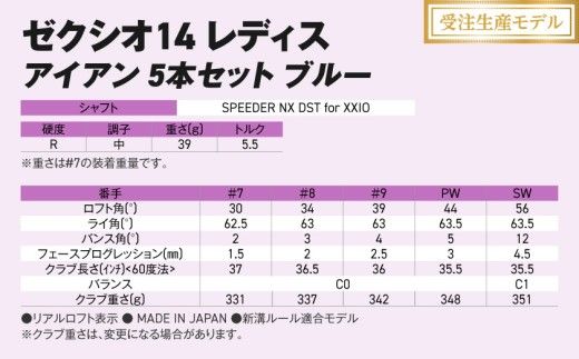 【受注生産】ゼクシオ 14 レディス アイアン ブルー SPEEDER NX DST for XXIO 5本セット《2025年モデル》_IE-C703-SP _(都城市)ダンロップ ゼクシオ 14シリーズ 2025年モデル アイアン SPEEDER NX カーボンシャフト レディス ゴルフ用品 スポーツ用品 日本製 MADE IN JAPAN 国産 ゴルフクラブ