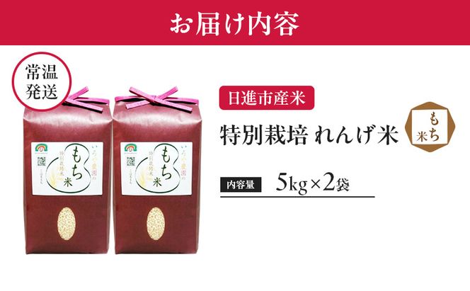 もち米 特別栽培れんげ米 日進市産もち米 5kg×2袋 米 コメ お米 モチ米 餅米 お餅 おもち 粘り強い 特別栽培米 日進市 愛知県