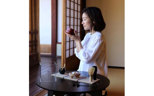 茶道具 お手前セット IPPUKU飾り折 黒掻合 花七宝 SR-1162 お茶道具 一式 セット アクリル木製展開箱 茶椀 棗 菓子皿 茶杓 茶筅筒 茶筅 贈り物 ギフト F6P-0981