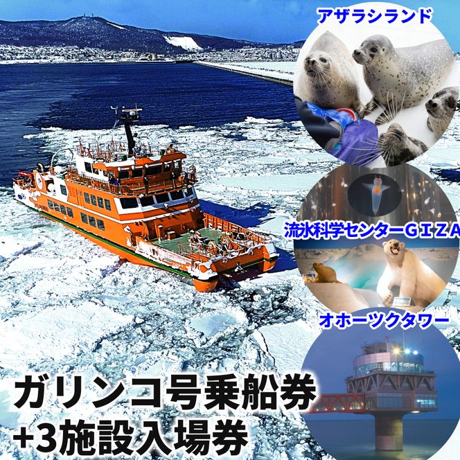 25-99 ガリンコ号3 IMERU 冬期運航 流氷クルーズ乗船券（3施設入場券セット）