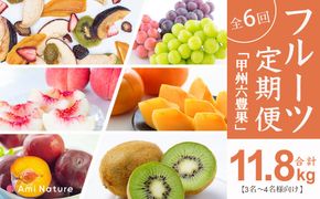 フルーツ定期便≪甲州六豊果≫全6回【3名～4名様向け】おすすめ 贈答 アミナチュール 山梨 山梨県笛吹市 定期便 065-007_v2