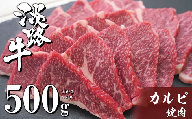 淡路牛カルビ焼肉 500g（250ｇ×2ＰＣ）　[冷凍 牛肉 焼肉セット]