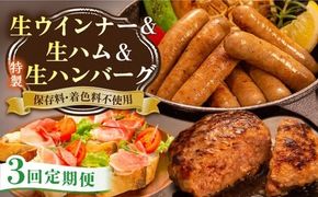 【全3回定期便】特製 生ハンバーグ 生ハム 生ウインナー 3種 セット 糸島市 / 志摩スモークハウス 肉 加工品 [AOA029] セット 生ハム ウインナー ハンバーグ ウィンナー ギフト