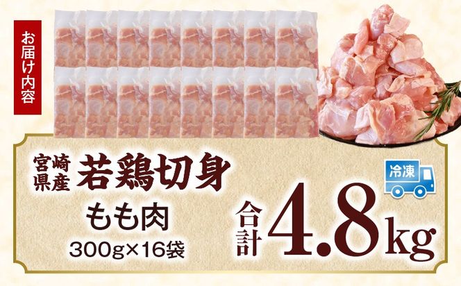 宮崎県産 若鶏切身もも肉 4.8kg（300g×16袋）