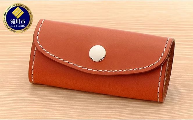 牛革 シンプルキーケース (4連金具) ブラウン | 本革 レザー 革製品 鍵ケース 男女兼用 メンズ レディース 革小物 日本製 北海道 滝川市