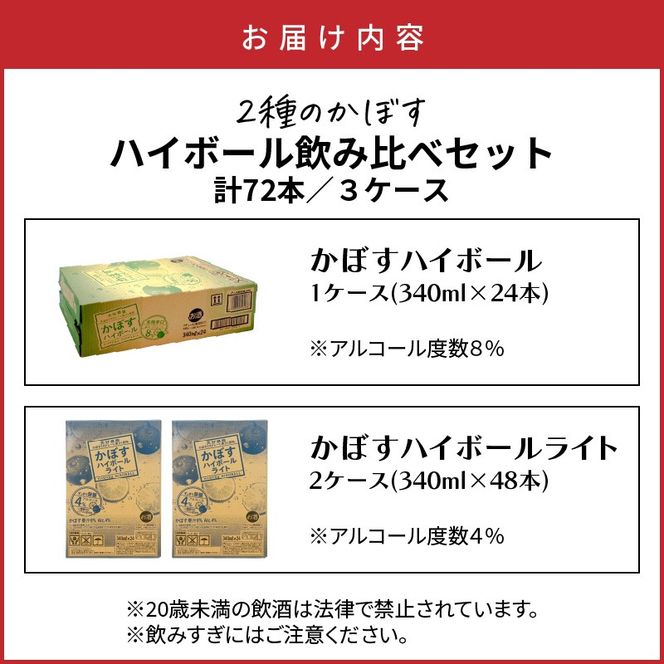 2種のかぼすハイボール飲み比べセット かぼすハイボール1ケース・かぼすハイボールライト2ケース_2828R