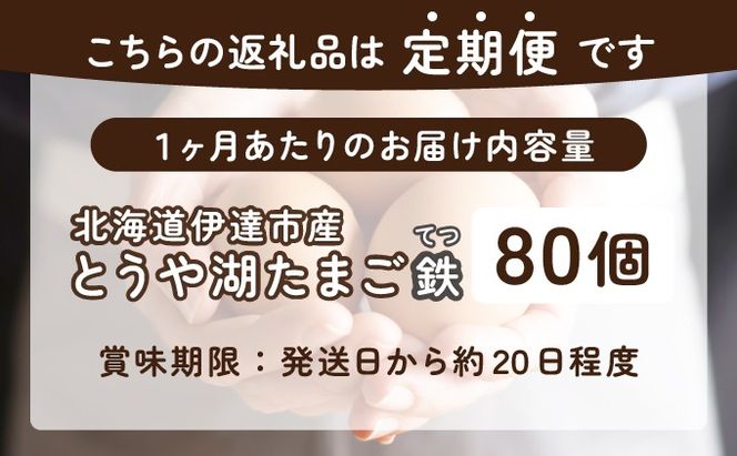 【3ヵ月 定期便】 北海道 伊達市 とうや湖 卵 鉄  80個 入り たまご